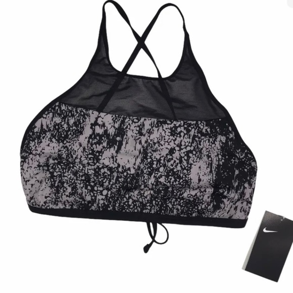 NWOT Nike High-Neck Mesh Cross-back Tie Bikini Top Black‎ XL - Picture 4 of 10